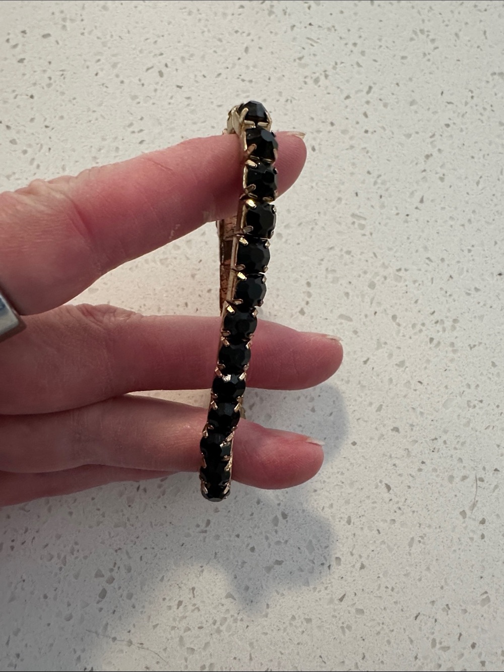 Gold-Tone Black Stone Women's Bracelet